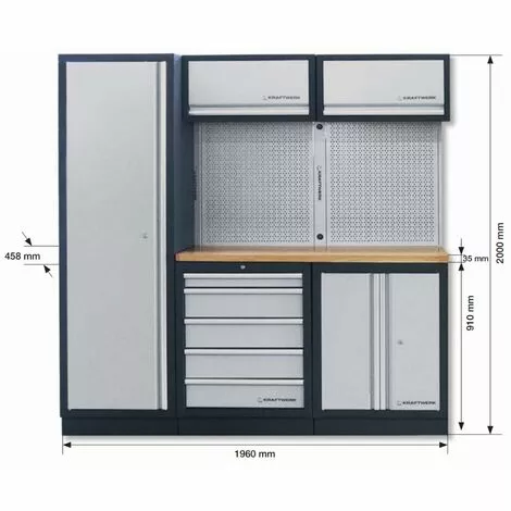 Système De Rangement Modulaire KRAFTWERK Mobilio - 3 éléments - Plan De Travail Multiplex - 3964A 4 Système De Rangement Modulaire KRAFTWERK Mobilio - 3 éléments - Plan De Travail Multiplex - 3964A – Image 2
